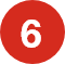 Número 6 blanco sobre un círculo rojo