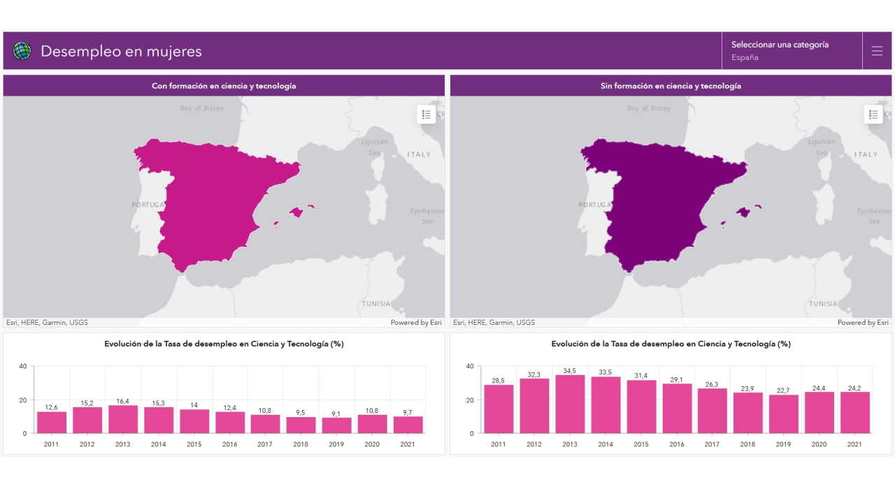 Mapa interactivo sobre empleo femenino STEM en Europa 