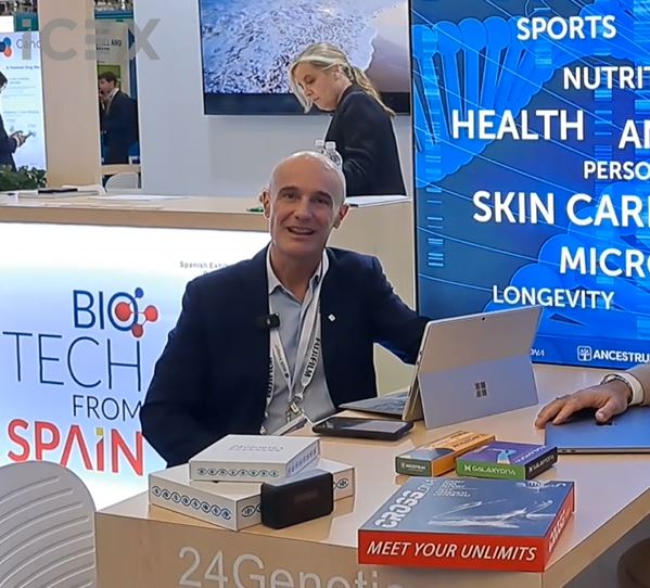 Diego San Román Mendiguren, director de desarrollo de negocio de 24Genetics, cuenta la experiencia de su empresa en el Pabellón España de BIO International Convention
