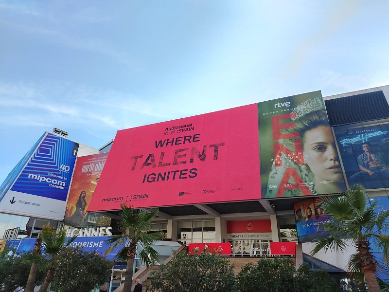 Anuncio publicitario Pabellón España en MIPCOM Cannes 2024