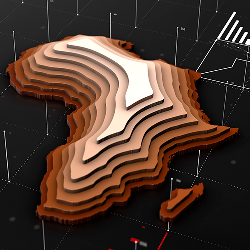 Dibujo de un mapa de África en 3D