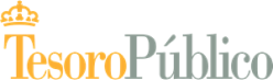 Logo del Tesoro Público de España, con escudo y texto en fondo blanco