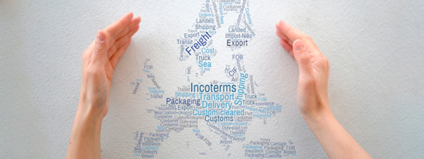 Conceptos de comercio exterior, Incoterms y logística internacional representados gráficamente como elementos clave para la exportación.