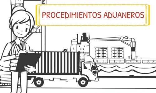 Procedimientos aduaneros. Una mujer hace anotaciones y, detrás, un camión pasa por un control de aduanas