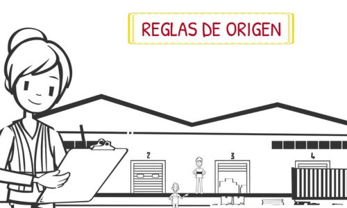 Reglas de origen. Una mujer hace unas anotaciones en una libreta, y detrás, están los hangares de un almacén de logística.