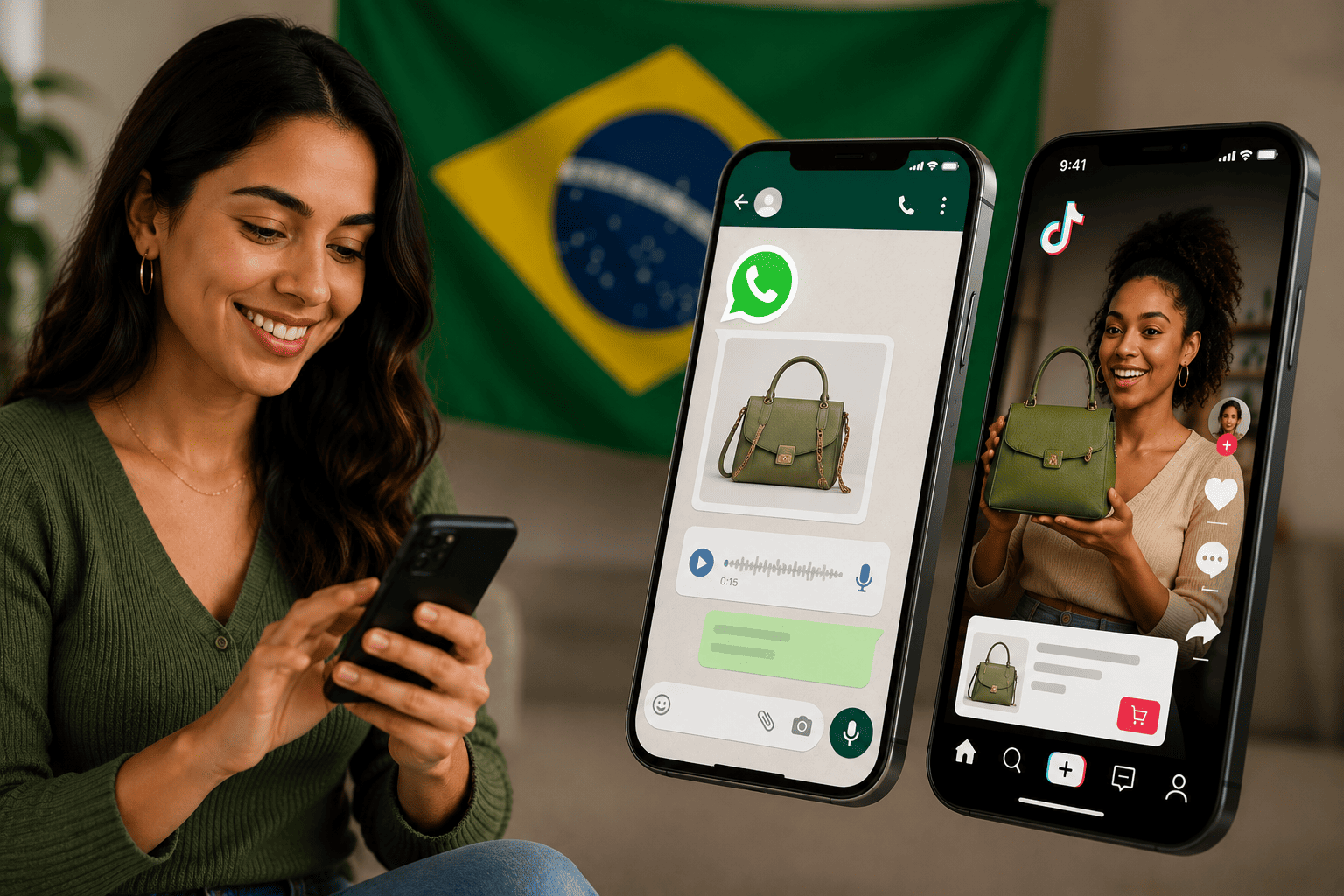 Imagen explicativa para la noticia "WhatsApp y TikTok Shop transforman la compra online en Brasil"