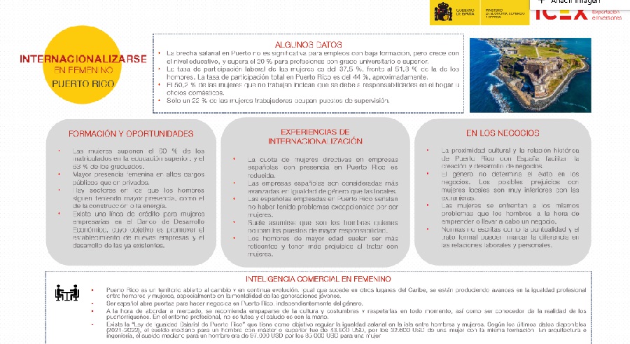 Infografía sobre internacionalizarse en femenino - Puerto Rico