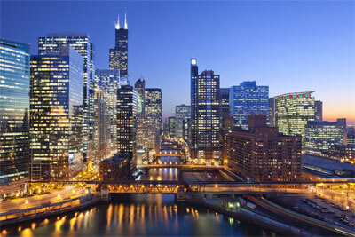 Vista del centro de Chicago, EE. UU.