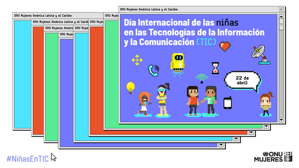 Banners día internacional de las niñas en las tecnologías de la información y la comunicación (TIC)