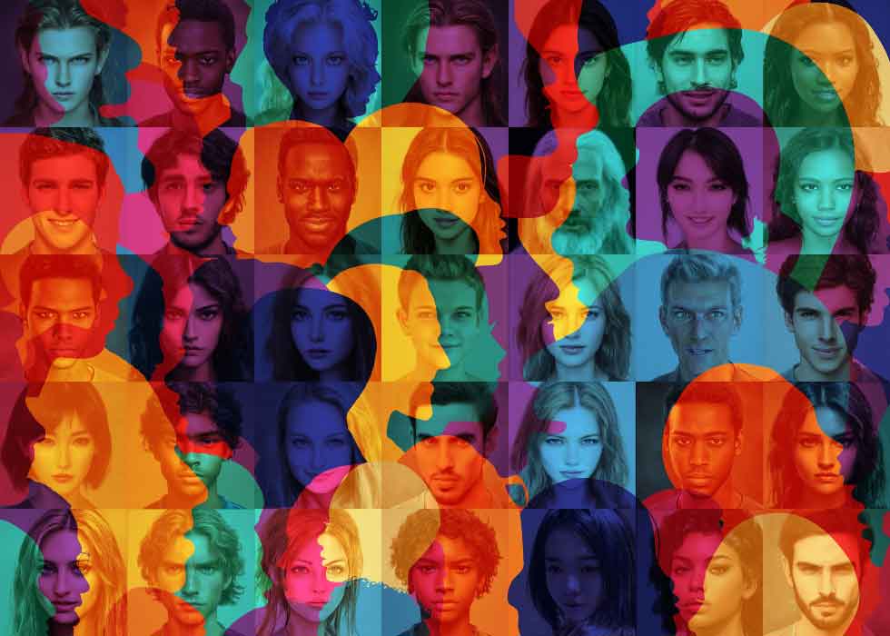 mosaico con fotografías de jóvenes de distintas razas
