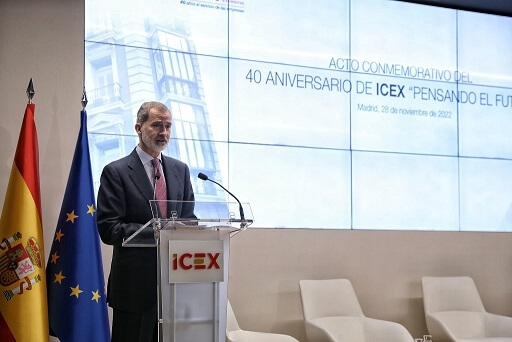 Foto del rey en el acto del 40 aniversario de ICEX