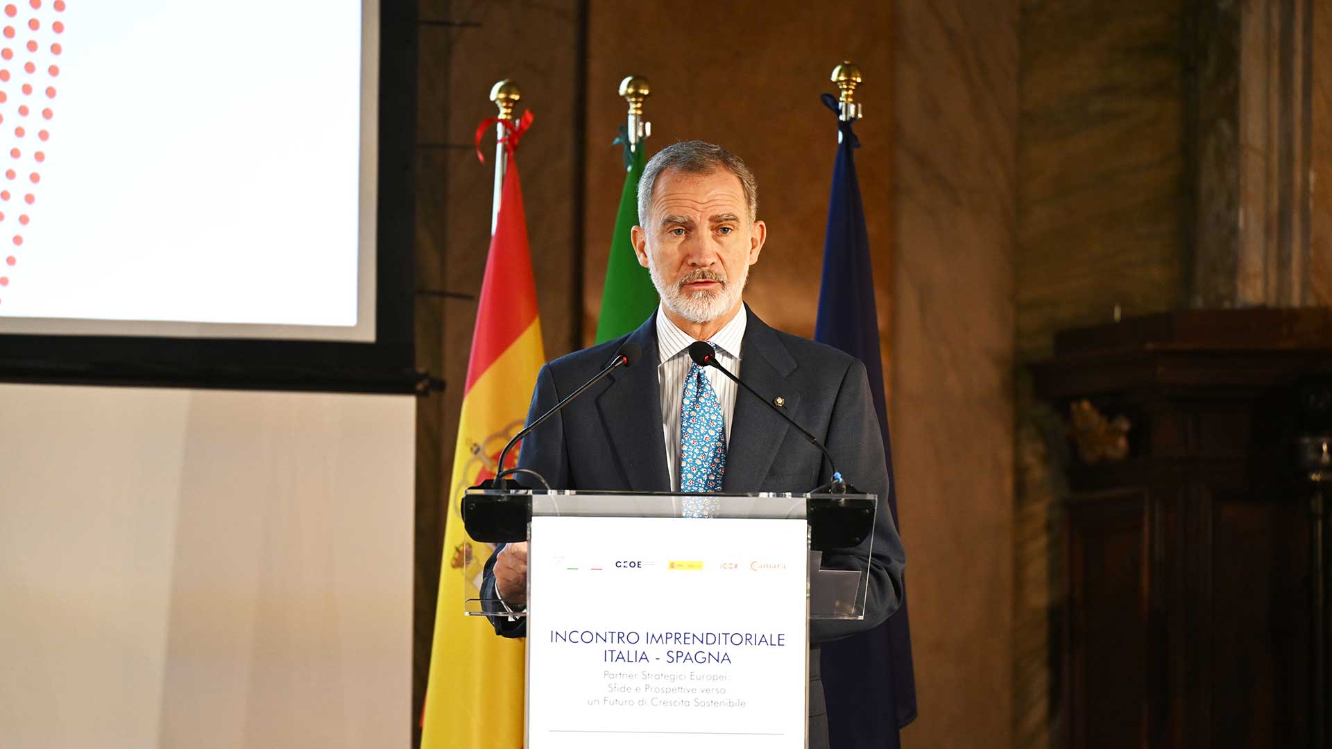 El rey Felipe VI en la inauguración del encuentro España-Italia