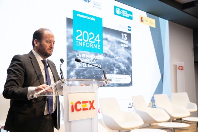 El director general de Internacionalización de la Empresa de ICEX, Pablo Conde, en la inauguración de la jornada de presentación