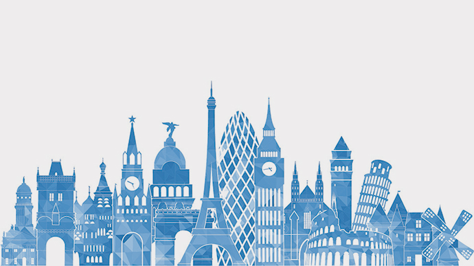 skyline de edificios famosos de ciudades europeas