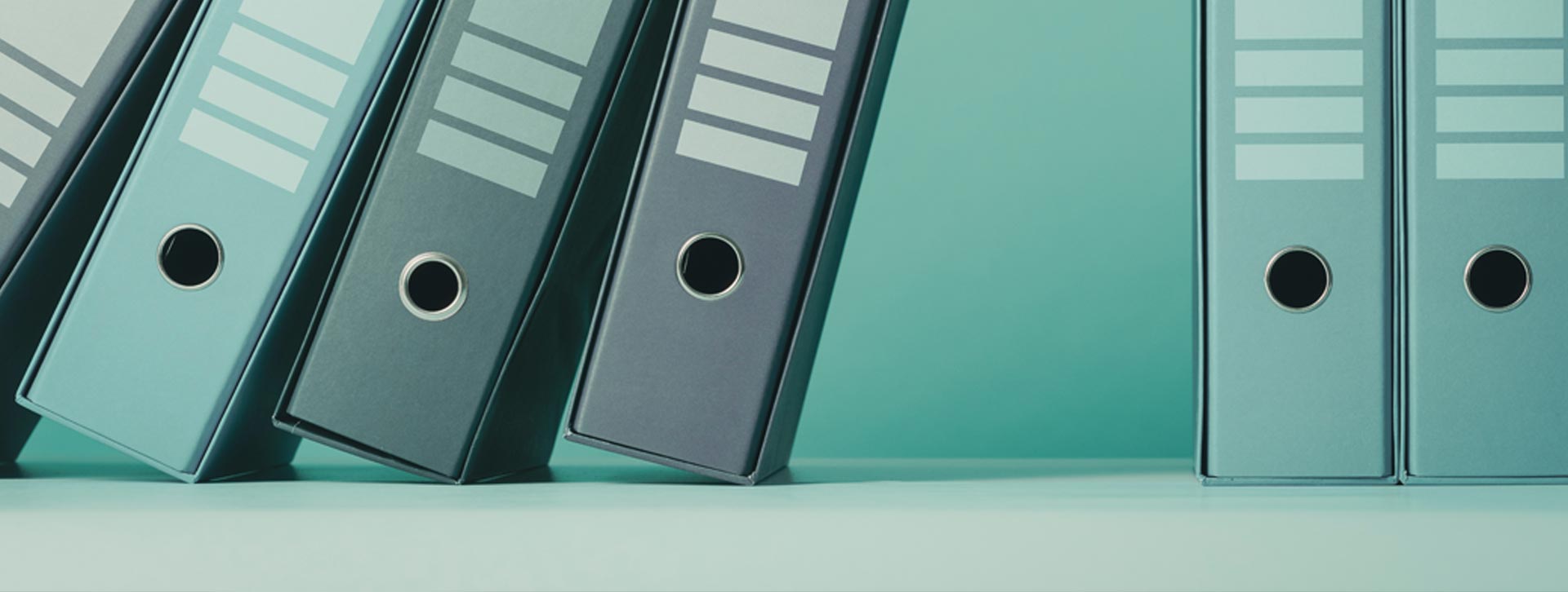 Archivadores verdes para presentar documentación