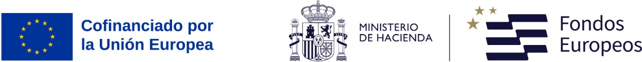 logo bandera azul UE y escudo Ministerio de Hacienda y Fondos Europeos