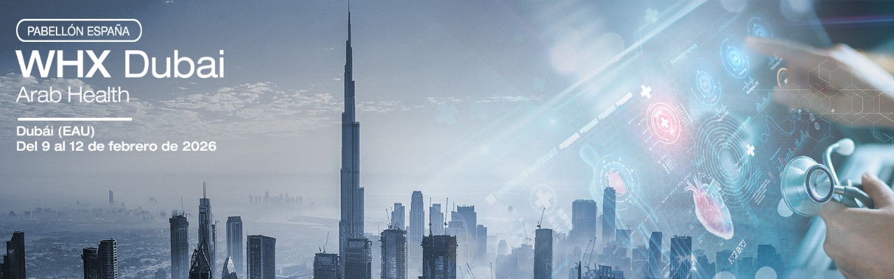 banner para WHX Dubai (Arab Health) 2026 a través de nuestro Pabellón España