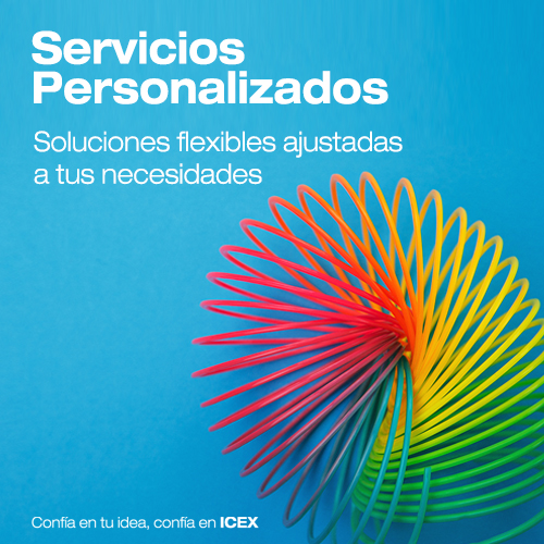 Banner para anunciar webinarios para la 50 promoción de las becas ICEX de Internacionalización empresarial