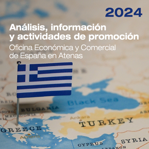 banderita de Grecia sobre mapa 