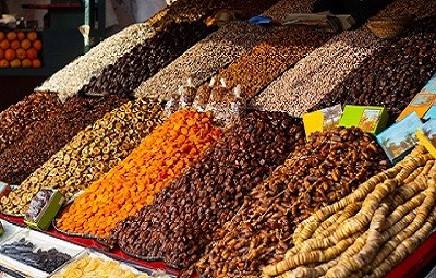 dried fruit in the streets of the souk