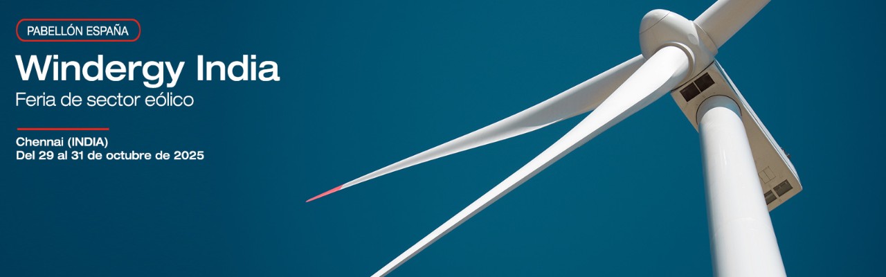 banner para windergy india 2025 con un aspa de molino de viento