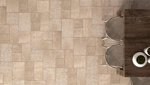 Imagen de un pavimento de cocina de color marrón