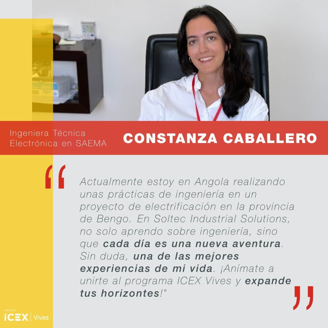 Constanza Caballero, ingeniera técnica electrónica, cuenta su experiencia en SAEMA